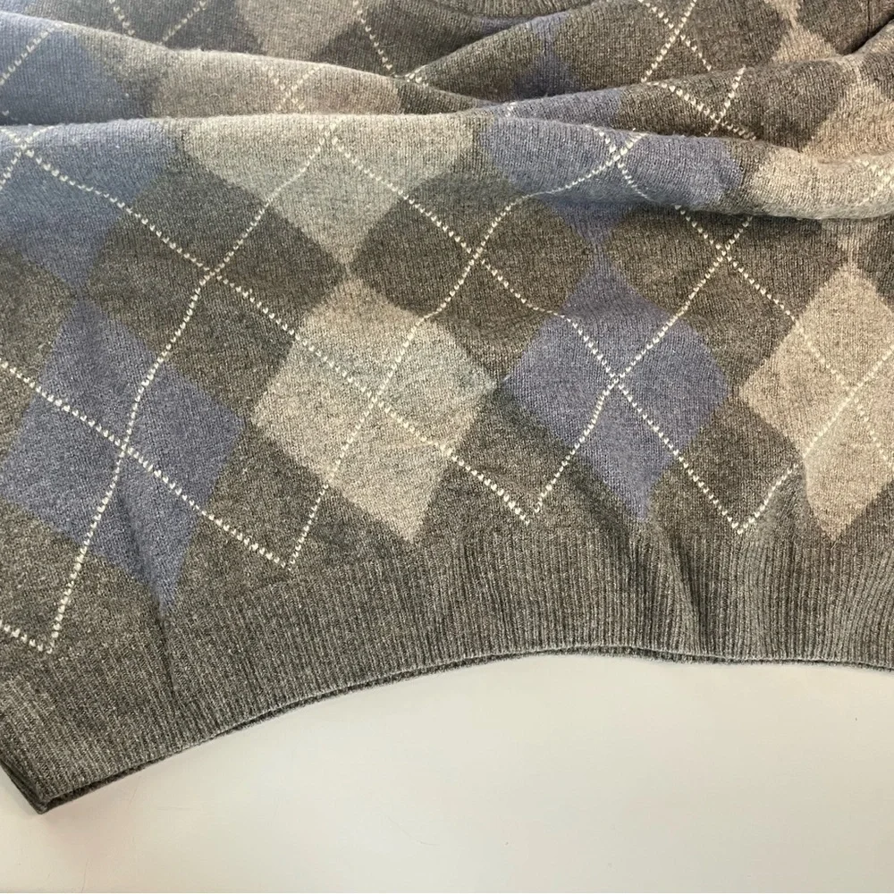 Jos. A. Bank Executive Collection XXL Gray Argyle Lambs Wool Sweater PRE…